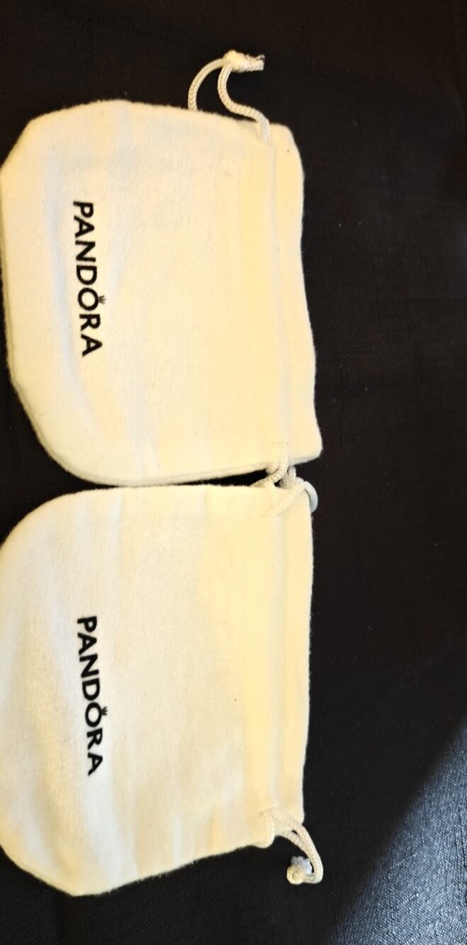 PANDORA White Velvet Anti Tarnish Drawstring Pouches  - Set Of 2